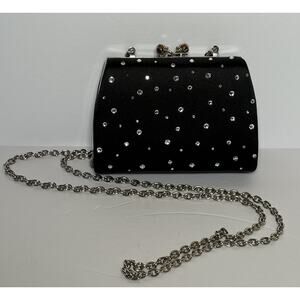 Vintage Franchi Evening Black Purse 4" x 5" Bag Hidden Chain Shoulder Strap